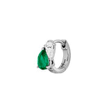 Dorsey - 14K DOUBLE PEAR-CUT HUGGIE EARRING IN LAB EMERALD AND PETITE LAB DIAMOND