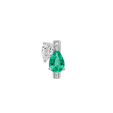 Dorsey - 14K DOUBLE PEAR - CUT HUGGIE EARRING IN LAB EMERALD AND PETITE LAB DIAMOND, 14K WHITE GOLD