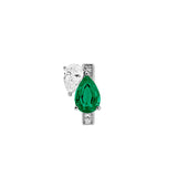 Dorsey - 14K DOUBLE PEAR-CUT HUGGIE EARRING IN LAB EMERALD AND PETITE LAB DIAMOND
