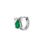 Dorsey - 14K DOUBLE PEAR-CUT HUGGIE EARRING IN LAB EMERALD AND PETITE LAB DIAMOND