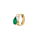 Dorsey - 14K DOUBLE PEAR-CUT HUGGIE EARRING IN LAB EMERALD AND PETITE LAB DIAMOND