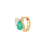 Dorsey - 14K DOUBLE PEAR - CUT HUGGIE EARRING IN LAB EMERALD AND PETITE LAB DIAMOND, 14K YELLOW GOLD