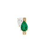 Dorsey - 14K DOUBLE PEAR-CUT HUGGIE EARRING IN LAB EMERALD AND PETITE LAB DIAMOND