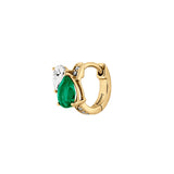 Dorsey - 14K DOUBLE PEAR-CUT HUGGIE EARRING IN LAB EMERALD AND PETITE LAB DIAMOND