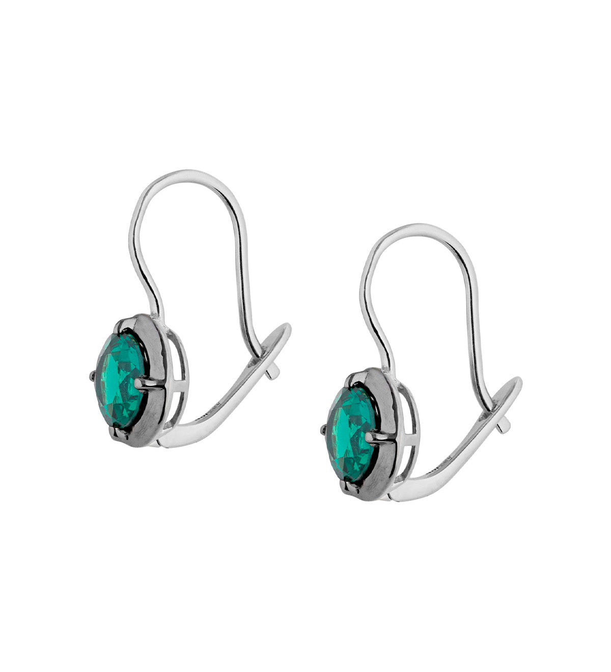 Dorsey - 14K LUCIEN LATCHBACK EARRINGS IN LAB EMERALD, 14K WHITE GOLD