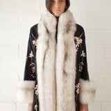 Conner Ives - The Demi Couture Reconstituted Vintage Fur and Silk Robe - Black