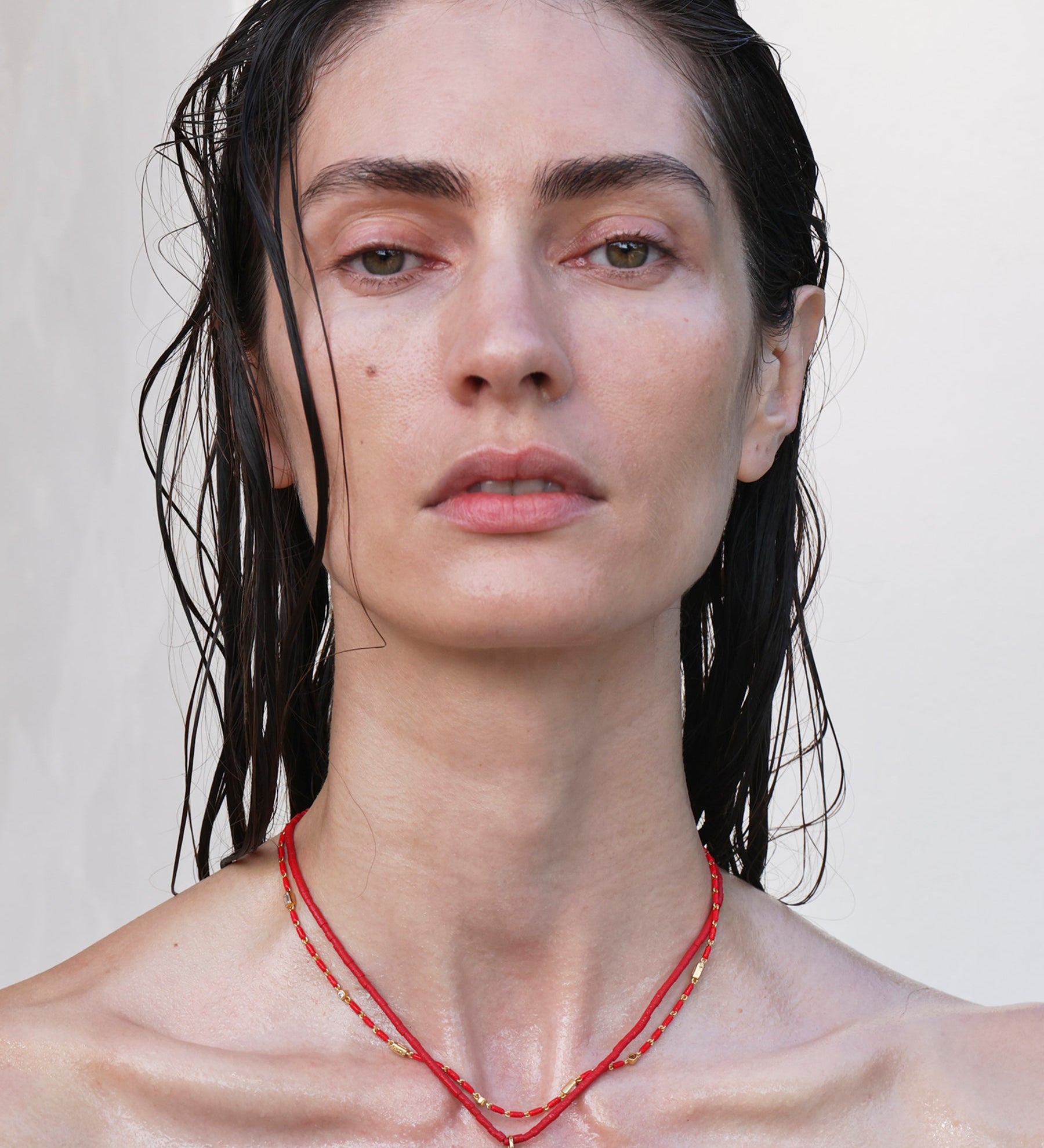 Dorsey - CORTE BEAD AND PAVÉ PENDANT NECKLACE IN CORAIL, 18K GOLD VERMEIL