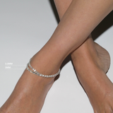 Dorsey - FLOATING ETERNITY ANKLET IN 5MM MOISSANITE, STERLING SILVER