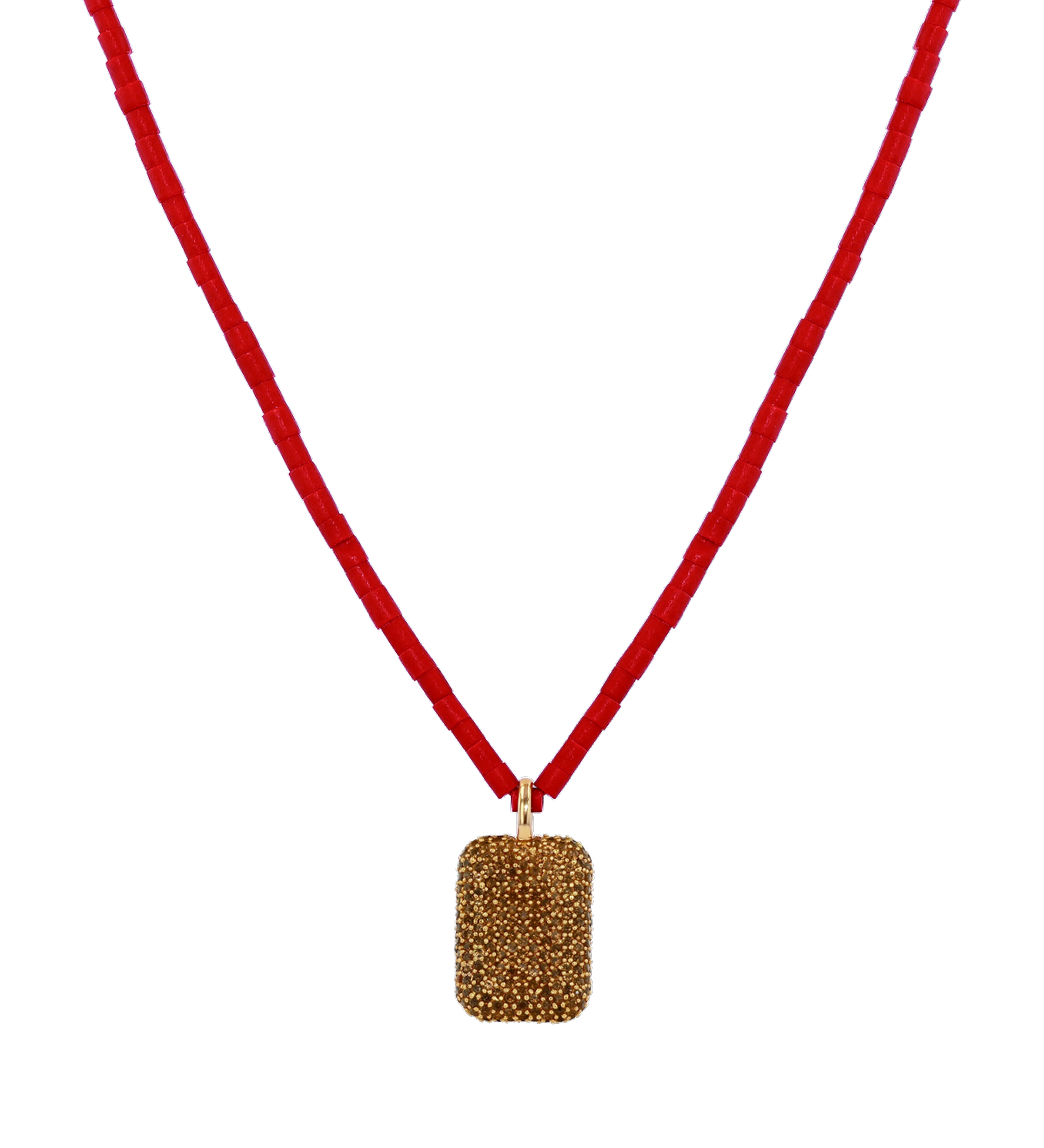 Dorsey - CORTE BEAD AND PAVÉ PENDANT NECKLACE IN CORAIL, 18K GOLD VERMEIL