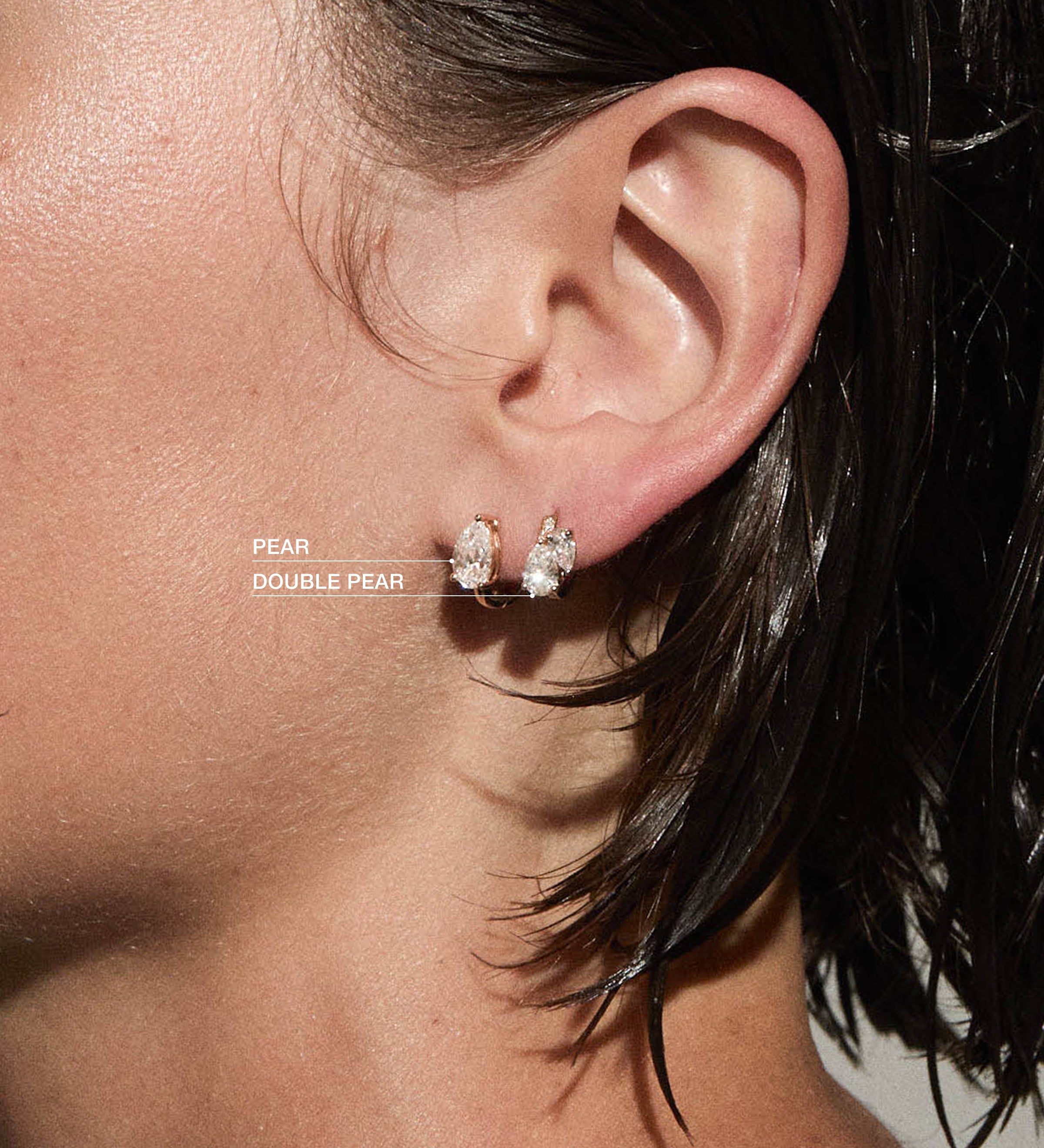 Dorsey - 14K DOUBLE PEAR - CUT HUGGIE EARRING IN LAB DIAMOND, 14K WHITE GOLD