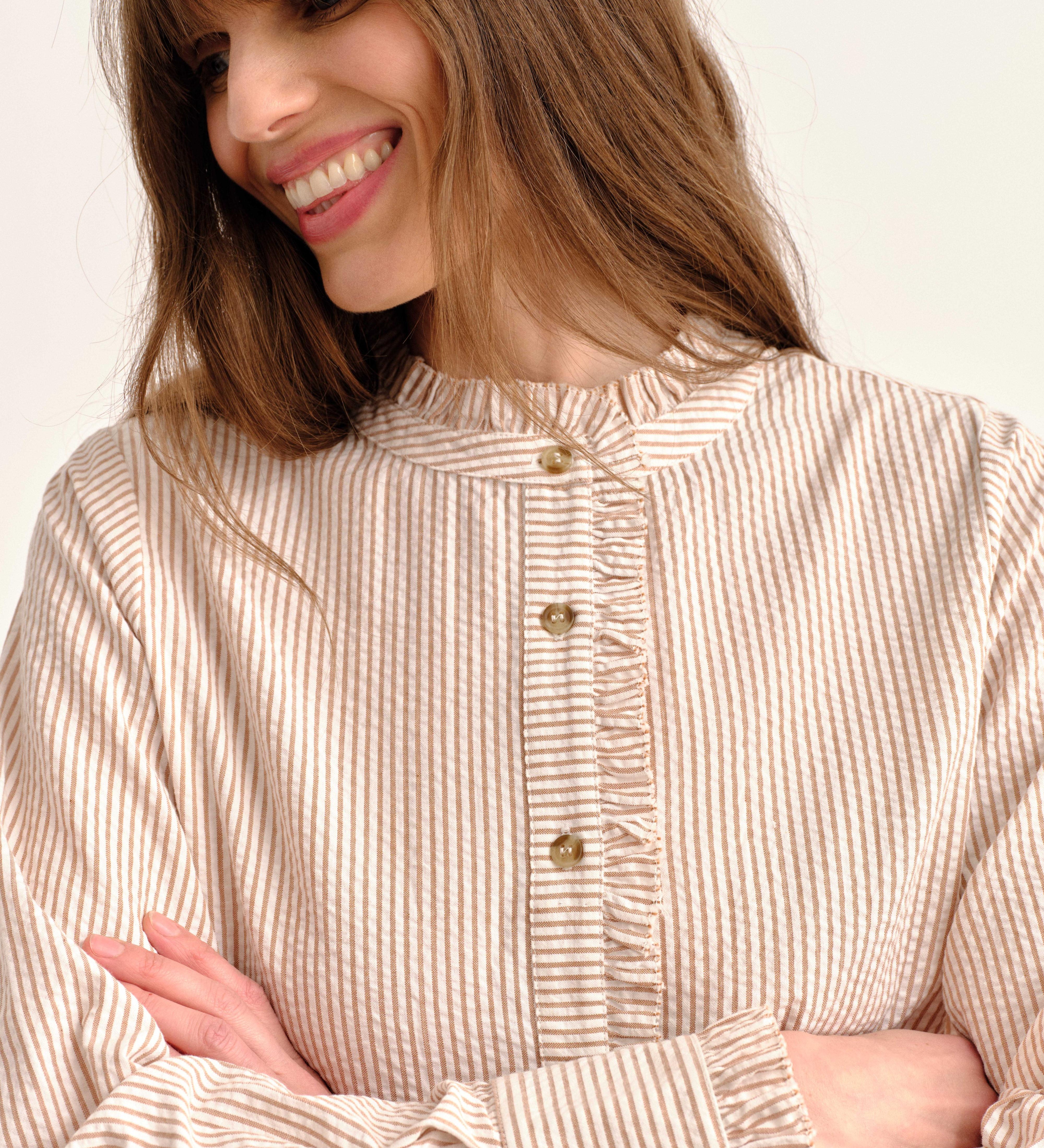 Cartolina - SP26 Percy Shirt - Camel Stripe