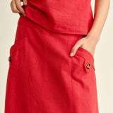 Cartolina - SU26 Alice Button Skirt - Poppy