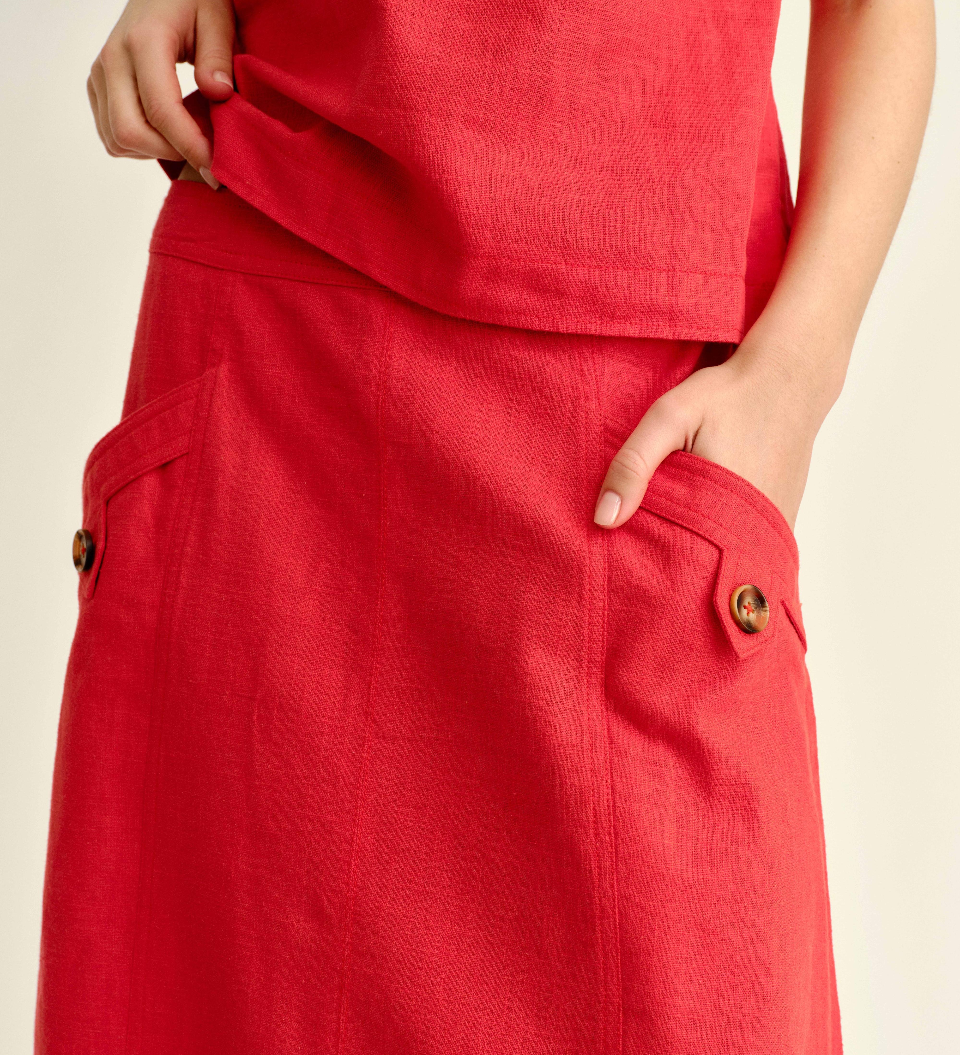Cartolina - SU26 Alice Button Skirt - Poppy