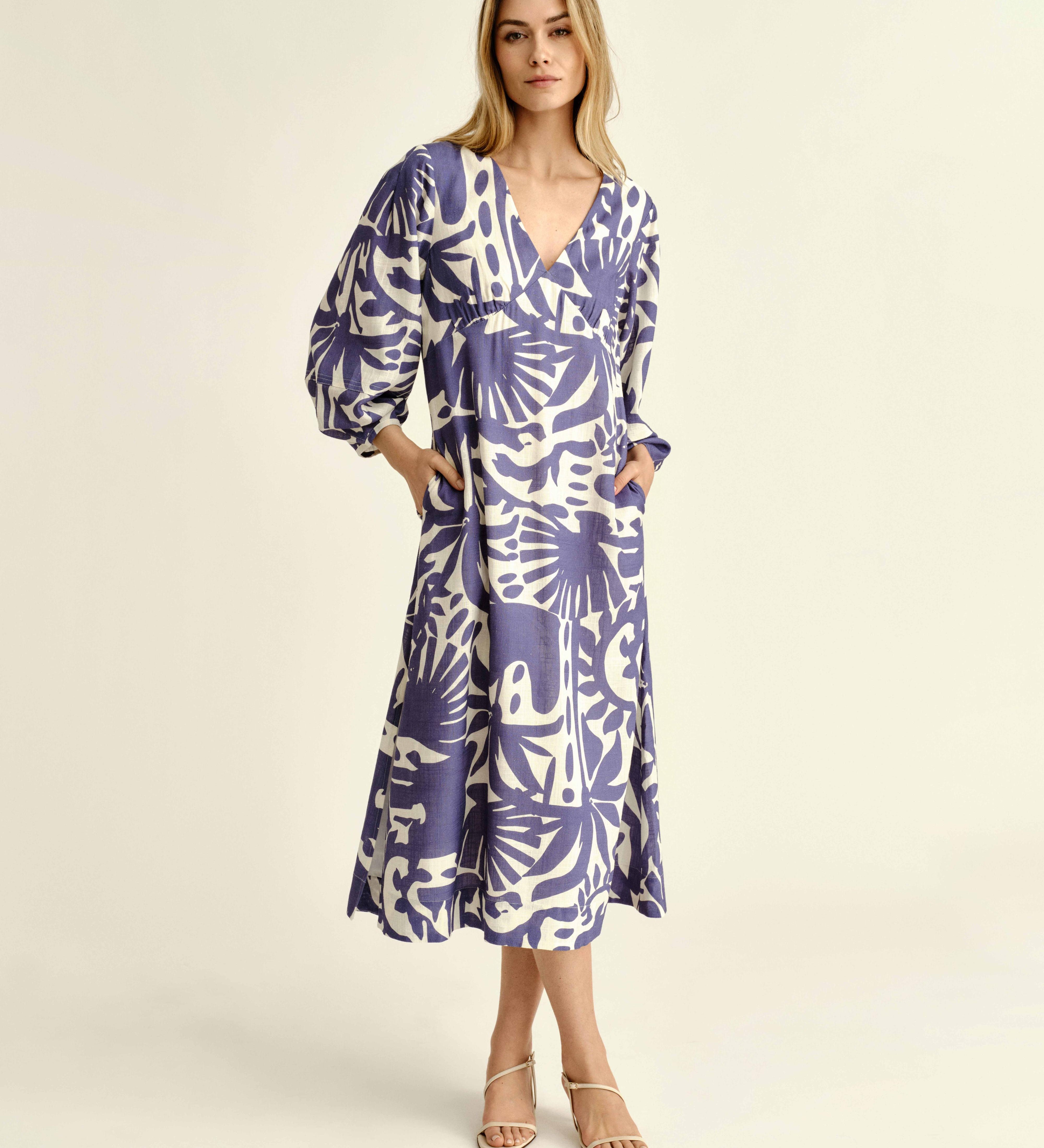 Cartolina - SU26 Dover Dress - Parrish Geo Print - Coastal Indigo