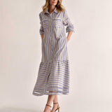 Cartolina - PF26 Celia Dress - Cartolina Stripe - Pale Blue