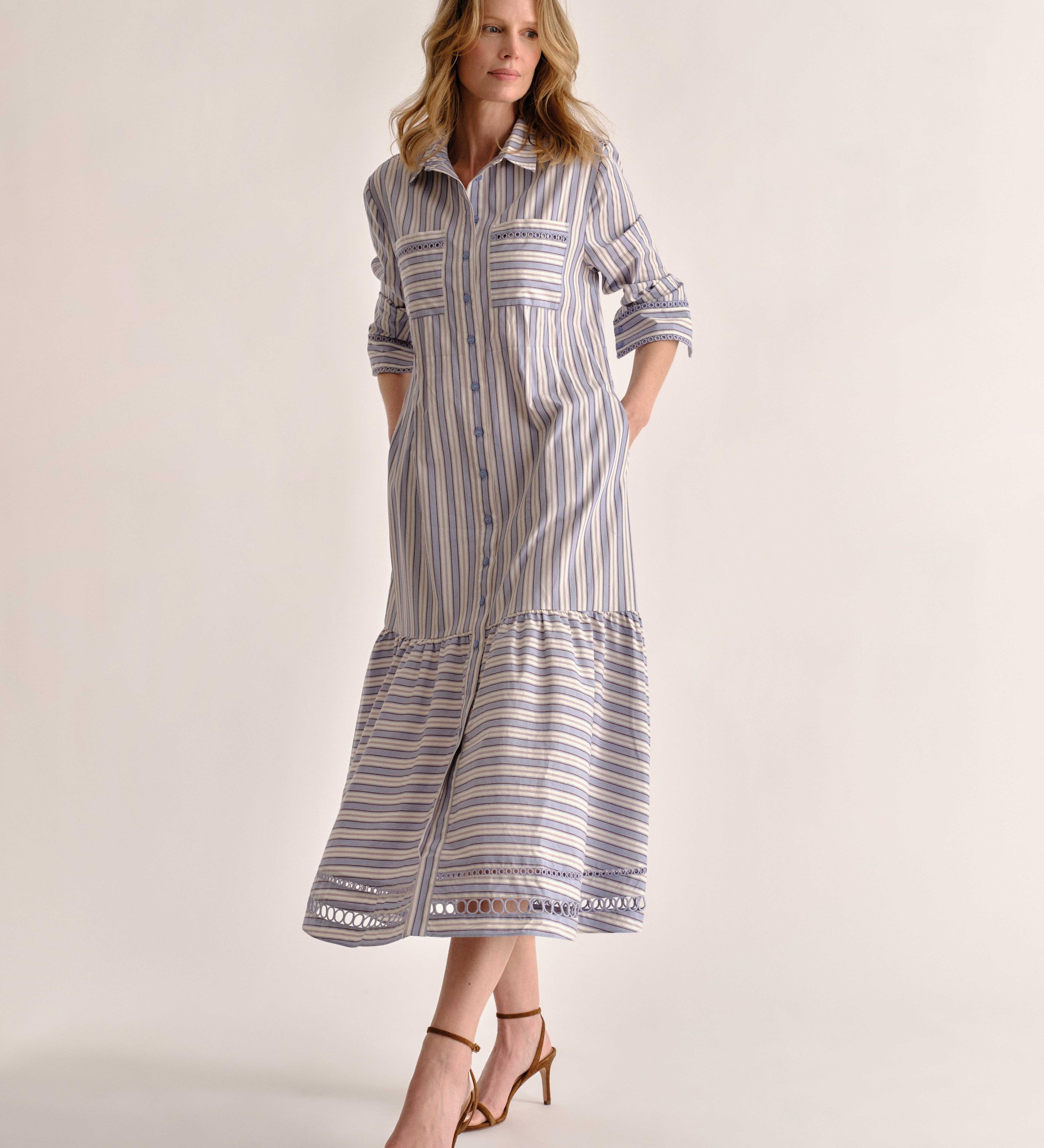 Cartolina - PF26 Celia Dress - Cartolina Stripe - Pale Blue