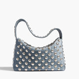 Khaite - Elena Bag in Lead Suede with Silver Studs