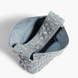 Khaite - Elena Bag in Lead Suede with Silver Studs