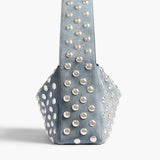 Khaite - Elena Bag in Lead Suede with Silver Studs