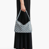 Khaite - Elena Bag in Lead Suede with Silver Studs