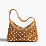 Khaite - Elena Bag in Nougat Leather with Studs