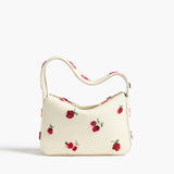 Khaite - Small Elena Bag in Cream Leather with Raspberry Print