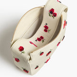 Khaite - Small Elena Bag in Cream Leather with Raspberry Print