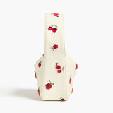 Khaite - Small Elena Bag in Cream Leather with Raspberry Print