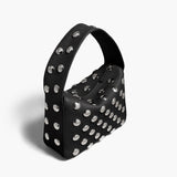 Khaite - Small Elena Bag in Black Pebbled Leather with Studs