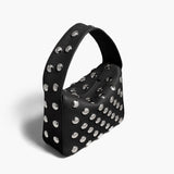 Khaite - Small Elena Bag in Black Pebbled Leather with Studs