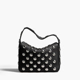Khaite - Small Elena Bag in Black Pebbled Leather with Studs