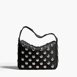 Khaite - Small Elena Bag in Black Pebbled Leather with Studs