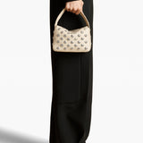 Khaite - Small Elena Bag in Dark Ivory Leather with Silver Studs