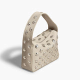 Khaite - Small Elena Bag in Dark Ivory Leather with Silver Studs