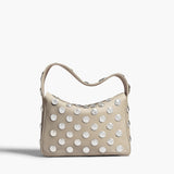 Khaite - Small Elena Bag in Dark Ivory Leather with Silver Studs
