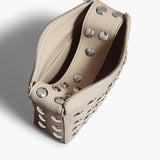 Khaite - Small Elena Bag in Dark Ivory Leather with Silver Studs