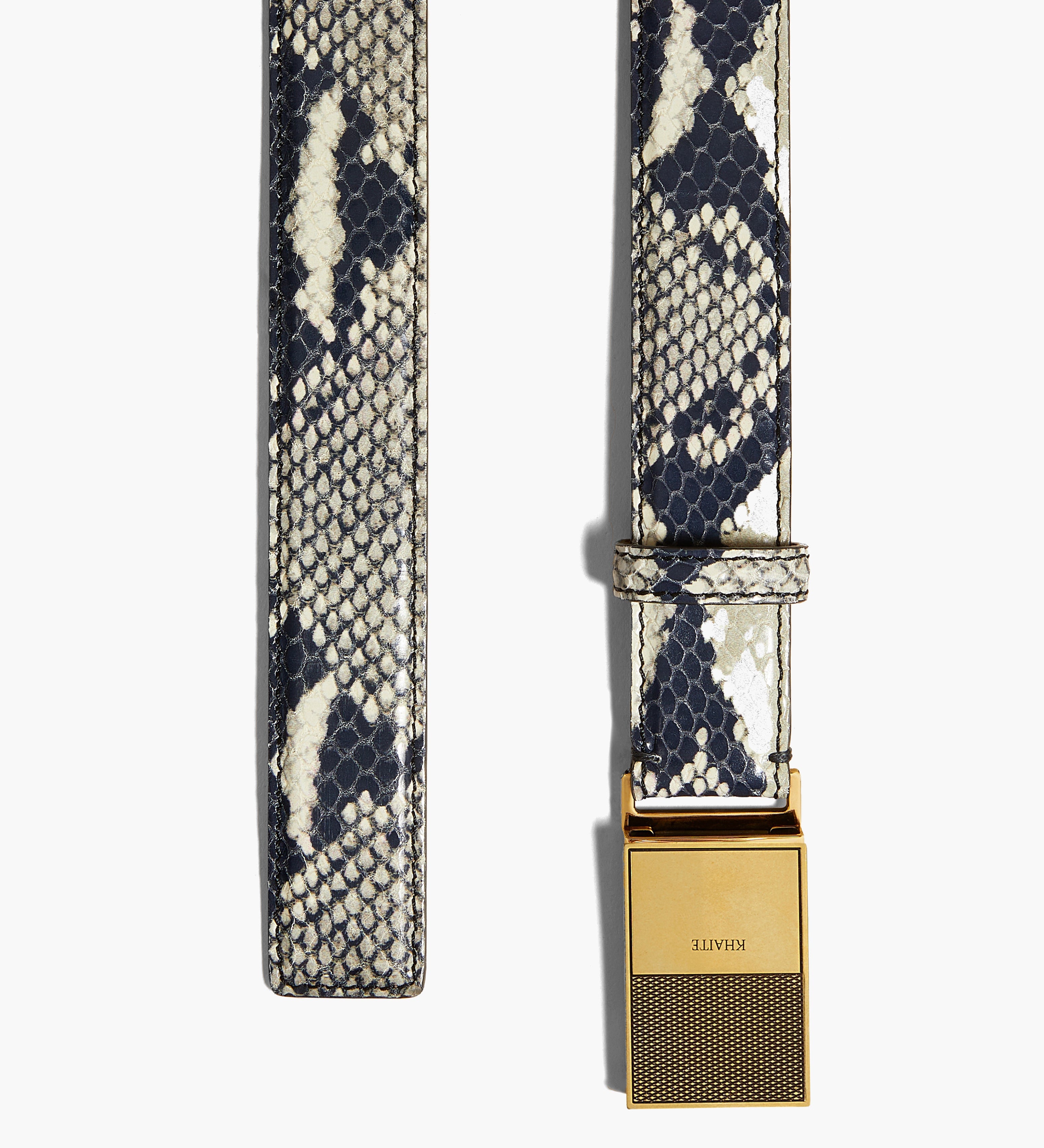 Khaite - Elio Belt in Natural Python - Embossed Leather with Antique Gold
