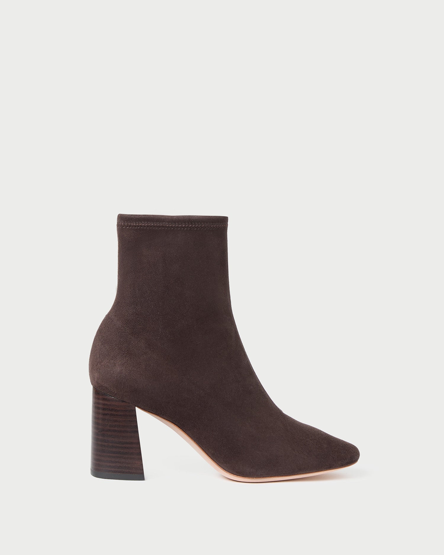 Elise Brown Suede Stretch Bootie in brown suede.