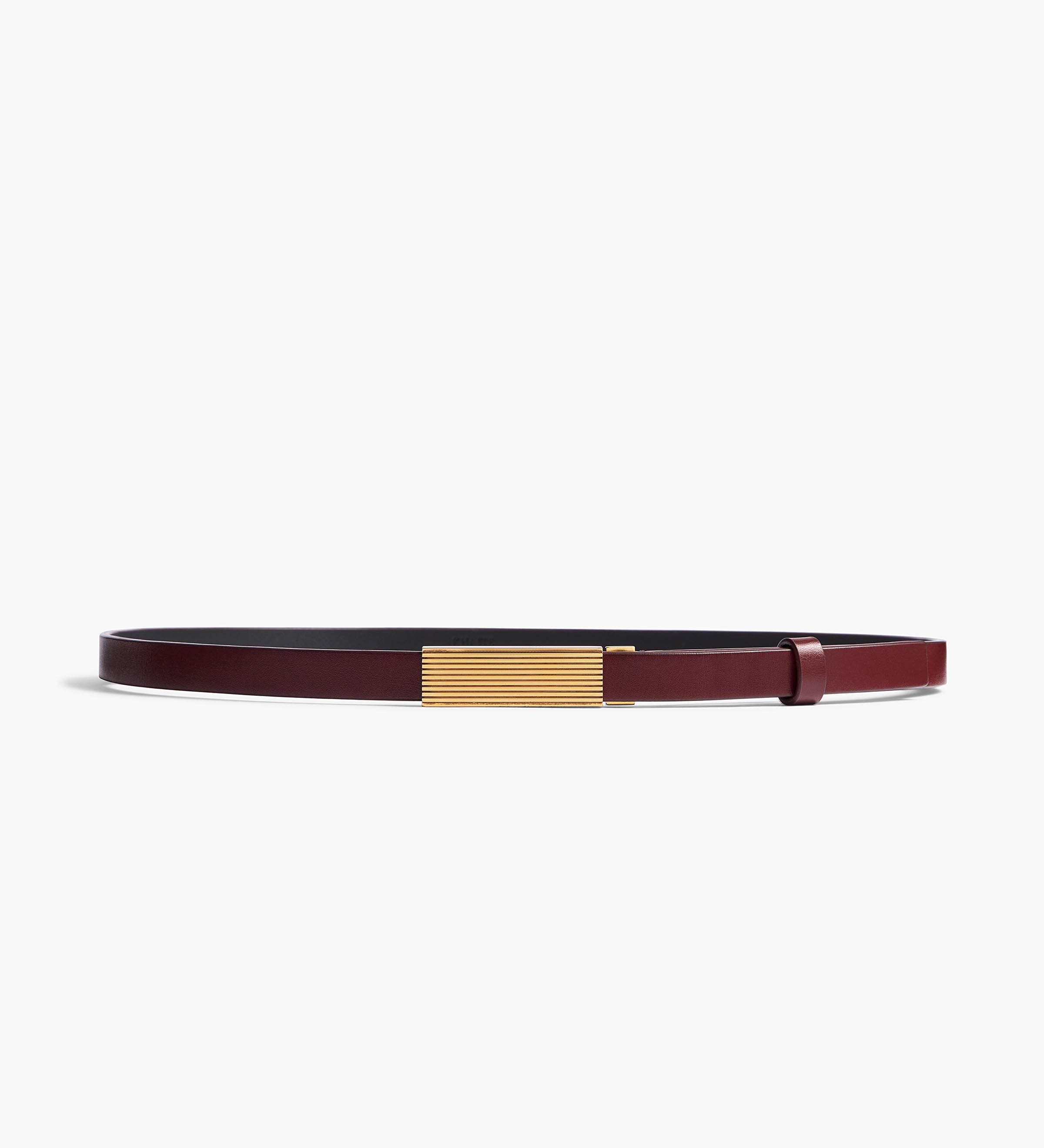 Khaite - Empire Belt in Oxblood Leather with Gold