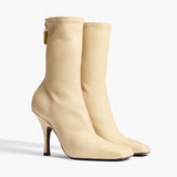 Khaite - Eva Mid Calf Boot in Sand Nappa Leather