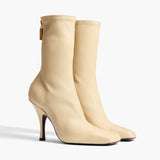Khaite - Eva Mid Calf Boot in Sand Nappa Leather