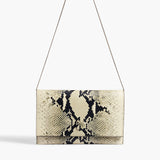 Khaite - Eve Pochette on Chain in Natural Python-Embossed Leather
