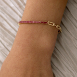 Kinn - Serena Baguette Tennis Link Bracelet Ruby