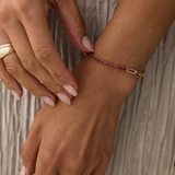 Kinn - Serena Baguette Tennis Link Bracelet Ruby