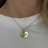 Kinn - Vintage Diamond Double Heart Pendant 10K