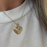 Kinn - Vintage Diamond Double Heart Pendant 10K