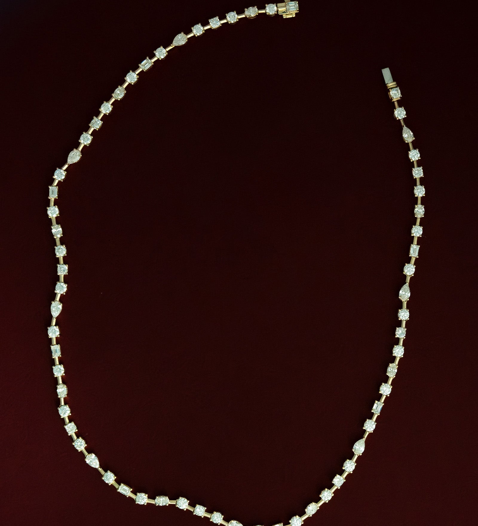Kinn - Amara Fancy Shape Tennis Necklace Yellow Gold