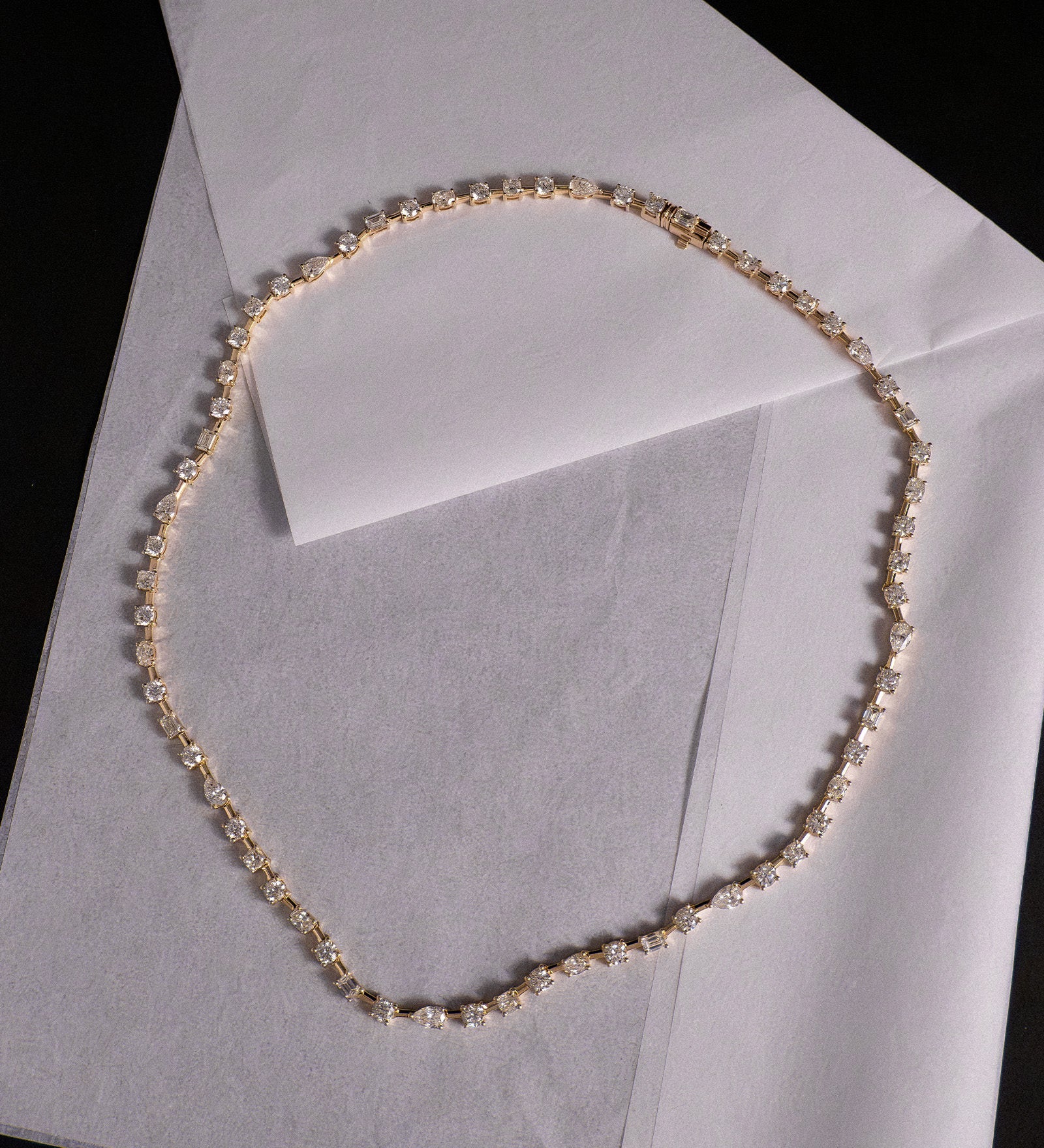 Kinn - Amara Fancy Shape Tennis Necklace Yellow Gold