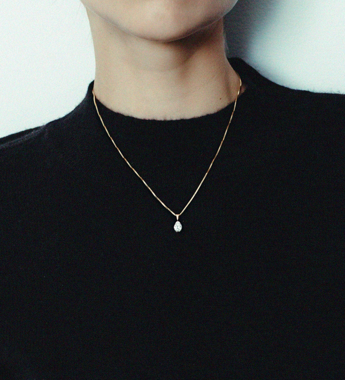 Kinn - Clara Black Rhodium Pear Diamond Pendant Necklace
