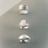 Kinn - Françoise Layered Ellipse Non - Hollow Ring Silver